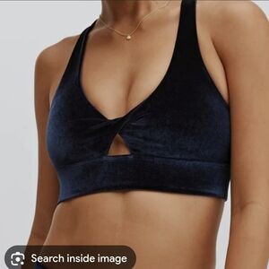 Fabletics Midnight Blue Velvet Crop Top